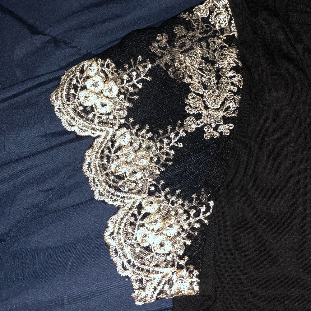 Black shirt with Lace Embellished Sleeves